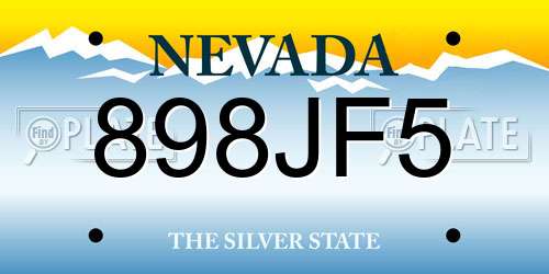 898JF5 Nevada License Plate