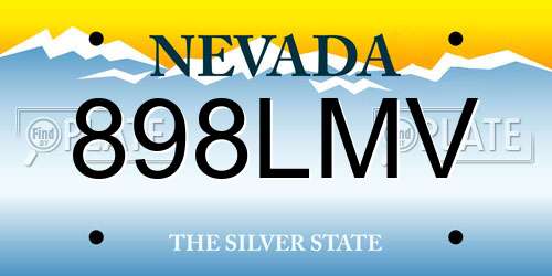898LMV Nevada License Plate