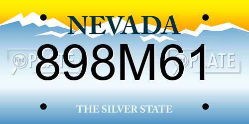 898M61 Nevada License Plate