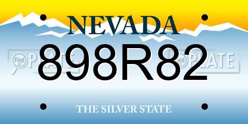 898R82 Nevada License Plate