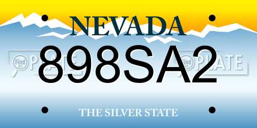 898SA2 Nevada License Plate