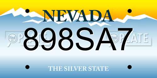 898SA7 Nevada License Plate