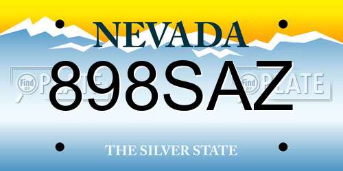 898SAZ Nevada License Plate