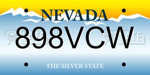 898VCW Nevada License Plate