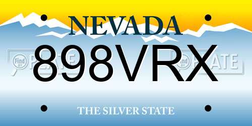 898VRX Nevada License Plate