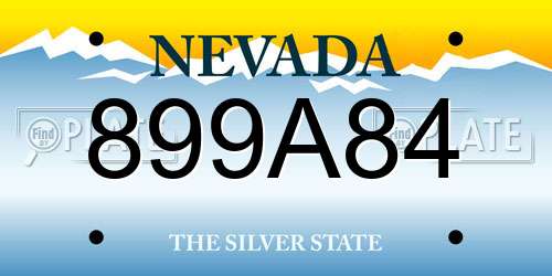 899A84 Nevada License Plate
