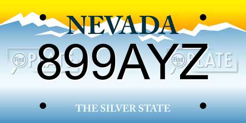 899AYZ Nevada License Plate