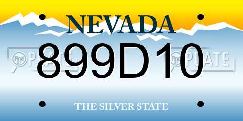 899D10 Nevada License Plate