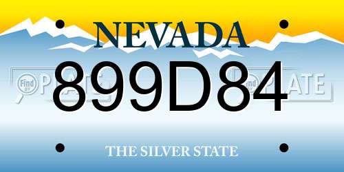 899D84 Nevada License Plate
