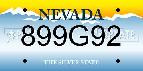 899G92 Nevada License Plate