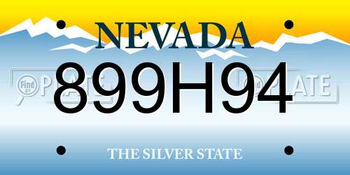 899H94 Nevada License Plate