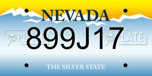 899J17 Nevada License Plate