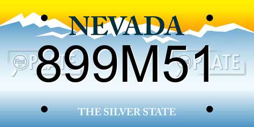 899M51 Nevada License Plate