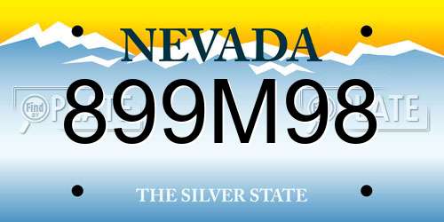 899M98 Nevada License Plate