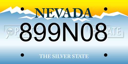 899N08 Nevada License Plate