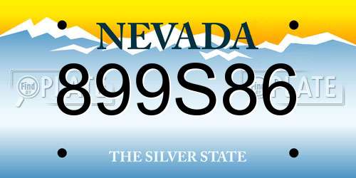 899S86 Nevada License Plate