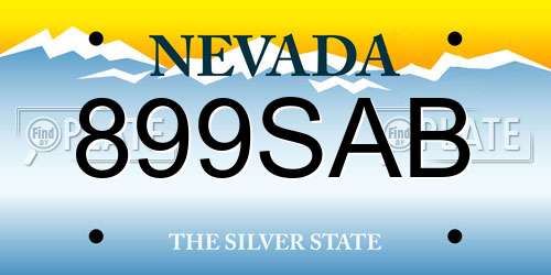 899SAB Nevada License Plate