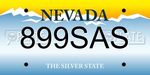 899SAS Nevada License Plate