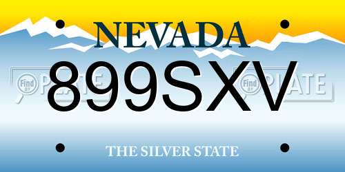 899SXV Nevada License Plate