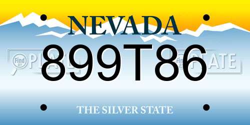899T86 Nevada License Plate
