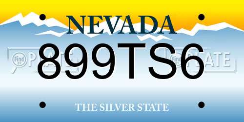 899TS6 Nevada License Plate