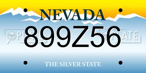 899Z56 Nevada License Plate
