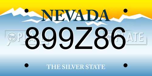 899Z86 Nevada License Plate