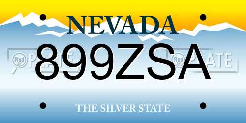899ZSA Nevada License Plate