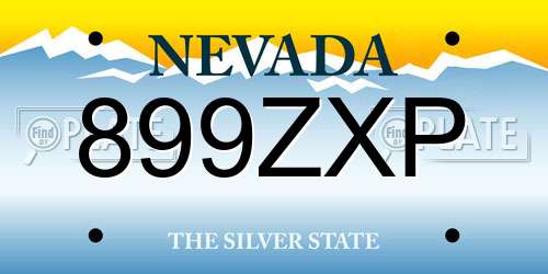 899ZXP Nevada License Plate