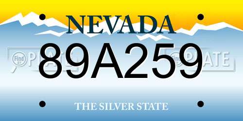 89A259 Nevada License Plate