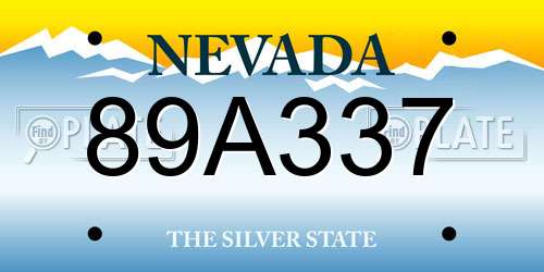 89A337 Nevada License Plate