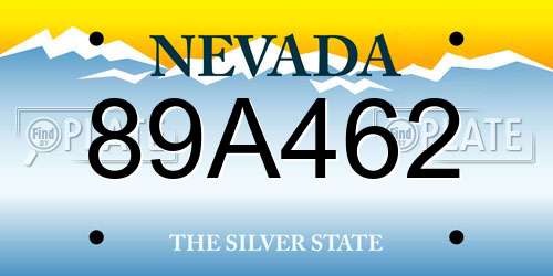 89A462 Nevada License Plate