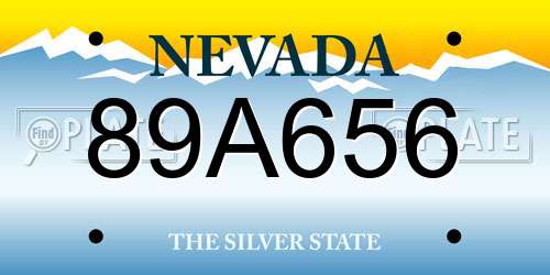 89A656 Nevada License Plate