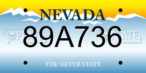 89A736 Nevada License Plate