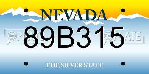 89B315 Nevada License Plate