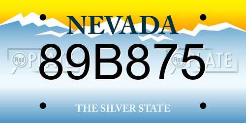 89B875 Nevada License Plate