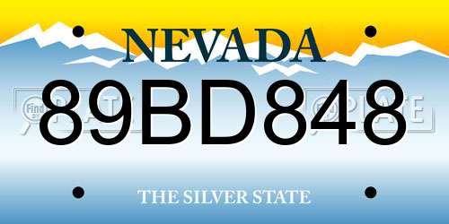 89BD848 Nevada License Plate
