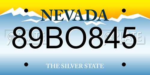 89BO845 Nevada License Plate
