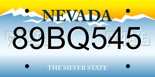 89BQ545 Nevada License Plate