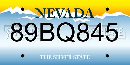89BQ845 Nevada License Plate