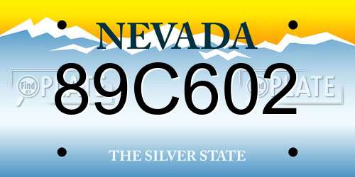 89C602 Nevada License Plate