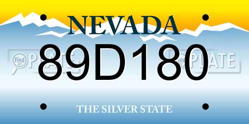 89D180 Nevada License Plate