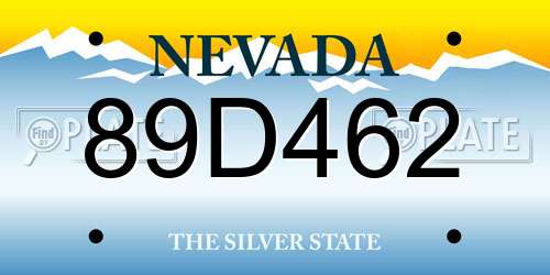 89D462 Nevada License Plate