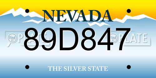 89D847 Nevada License Plate