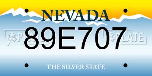 89E707 Nevada License Plate