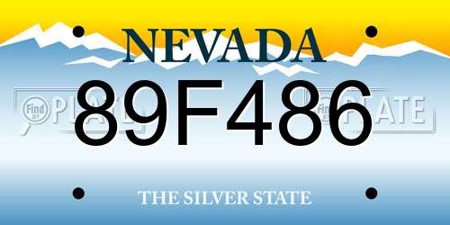 89F486 Nevada License Plate