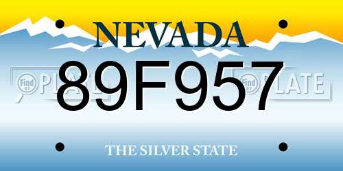 89F957 Nevada License Plate