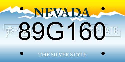 89G160 Nevada License Plate