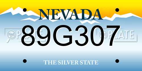 89G307 Nevada License Plate