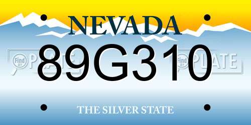 89G310 Nevada License Plate